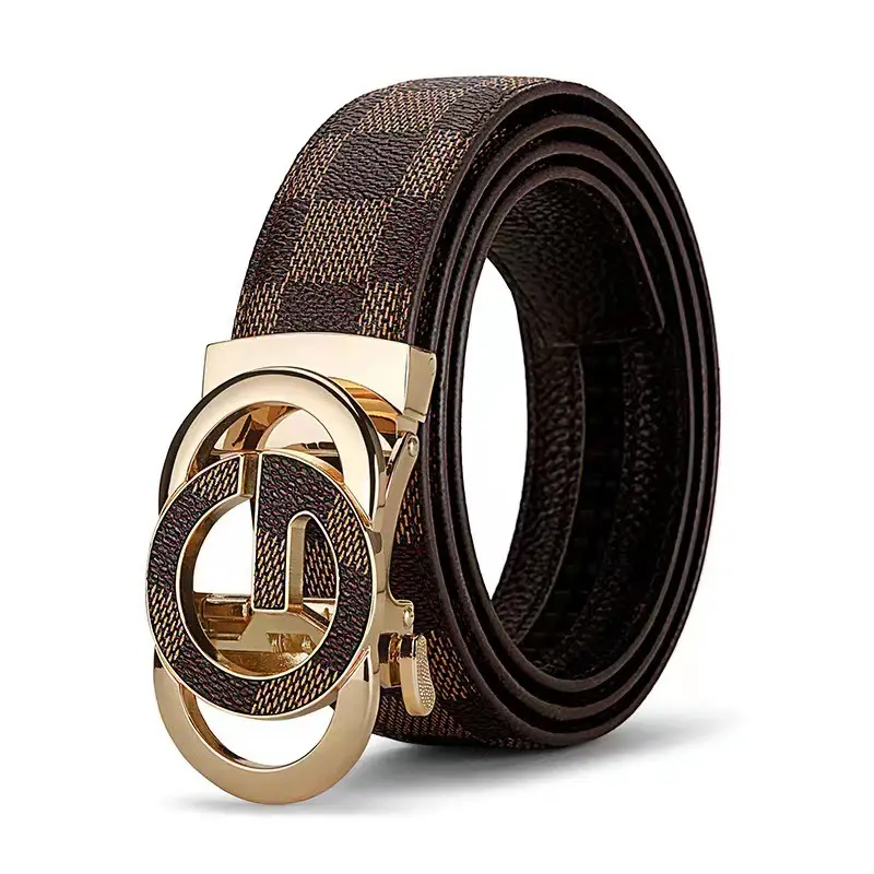 Men's Black Leather Belt with G Logo Buckle
