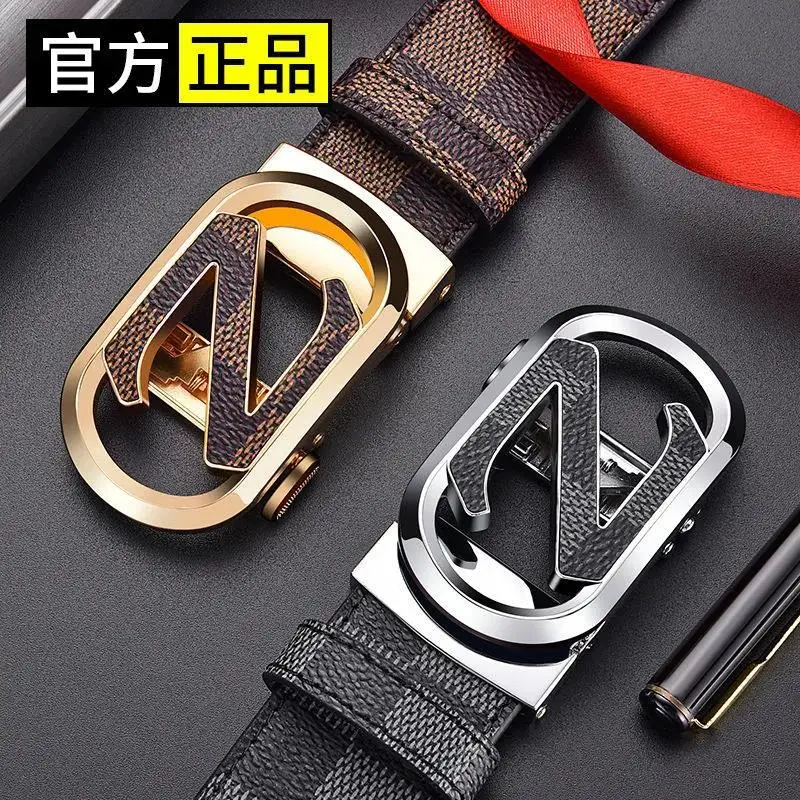 Men's Black Checkered Leather Belt with Silver Buckle - Image 4