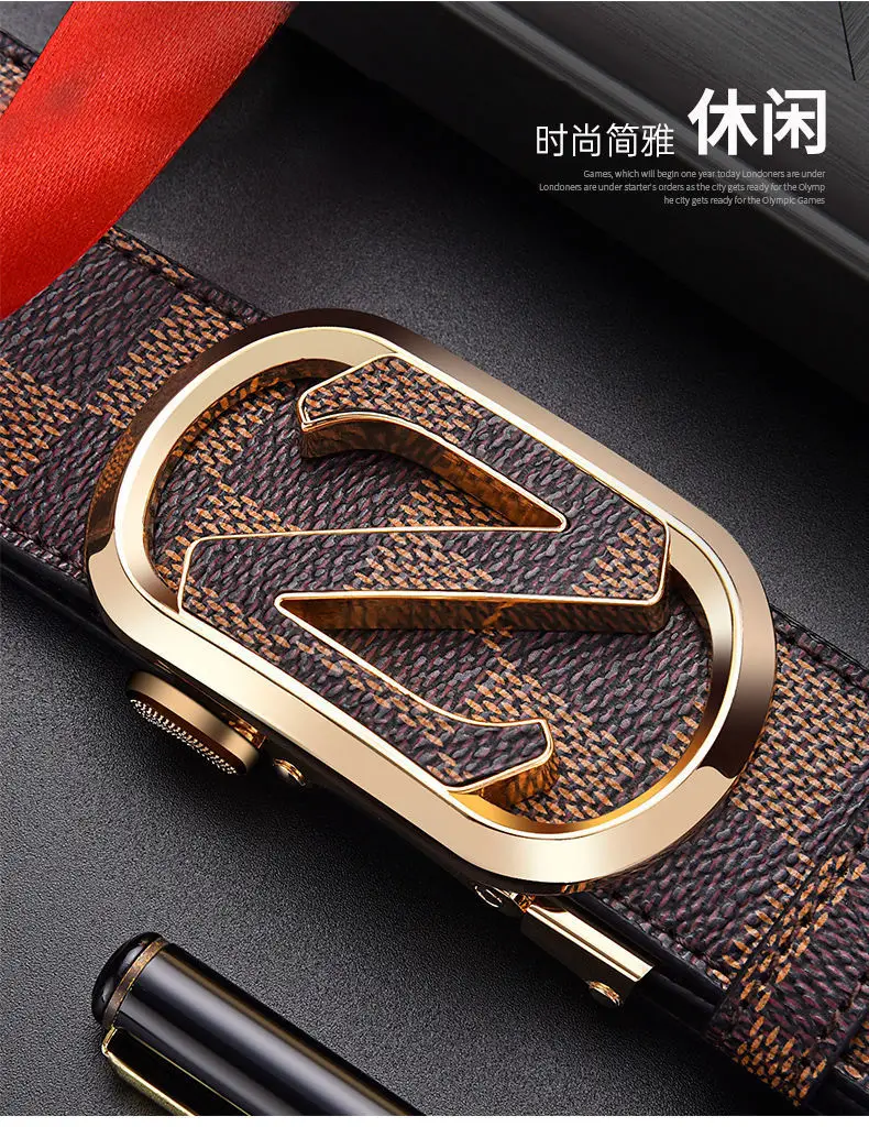 Men's Black Checkered Leather Belt with Silver Buckle β feature 4