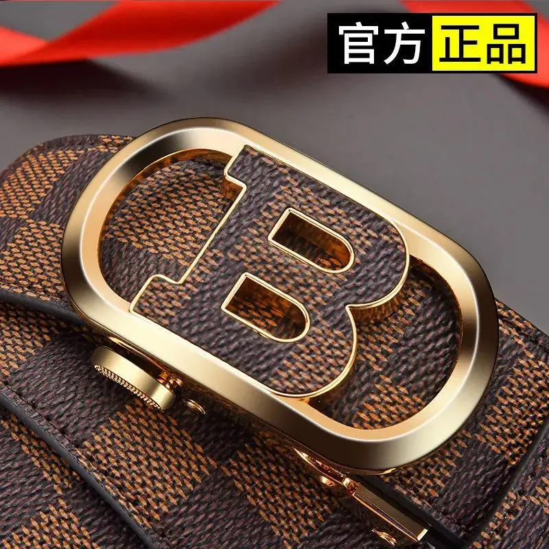 Men's Genuine Leather Belt with Gold Logo Buckle - Image 4