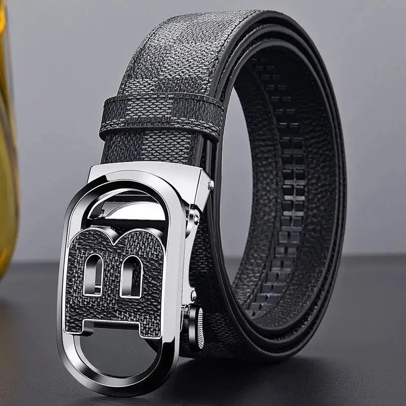Men's Genuine Leather Belt with Gold Logo Buckle - Image 6