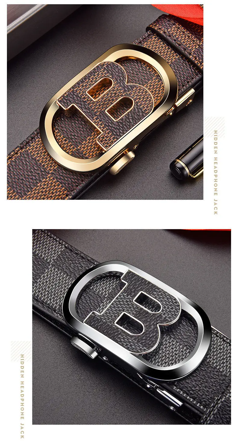 Men's Genuine Leather Belt with Gold Logo Buckle β feature 10