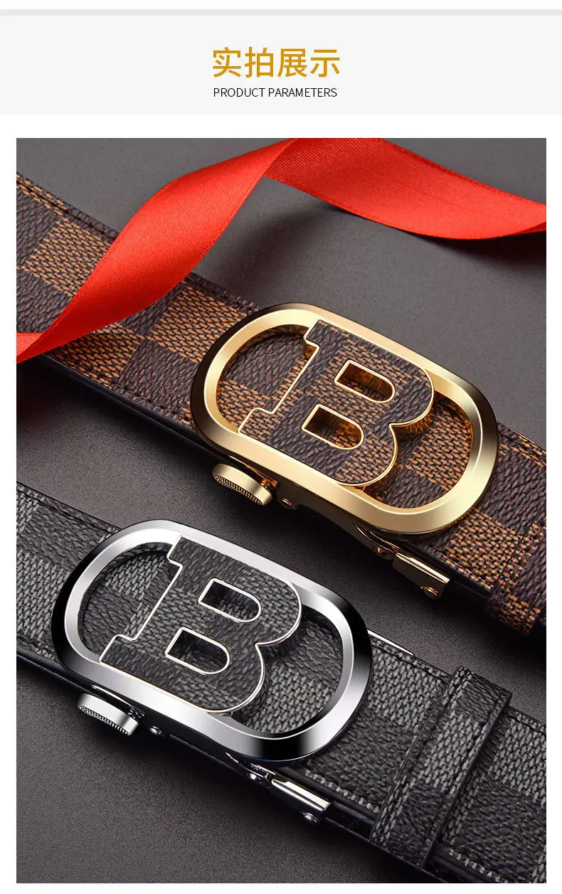 Men's Genuine Leather Belt with Gold Logo Buckle β feature 9