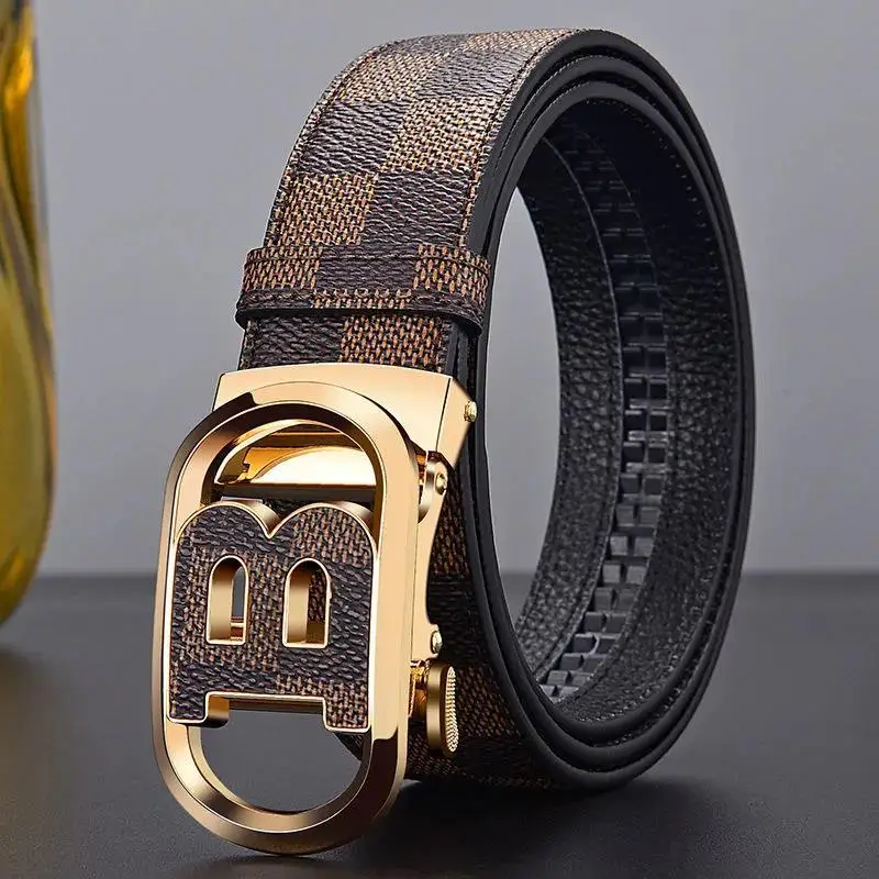 Men's Genuine Leather Belt with Gold Logo Buckle - Image 2