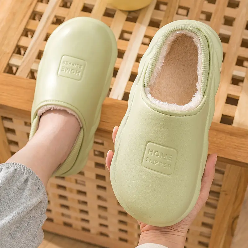 Cotton slippers men's winter 2023 new indoor home waterproof non-slip fleece-lined warm home cotton shoes women wear - Image 4