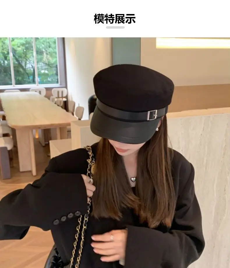 Korean Style Black Duckbill Cap with Square Buckle — feature 6