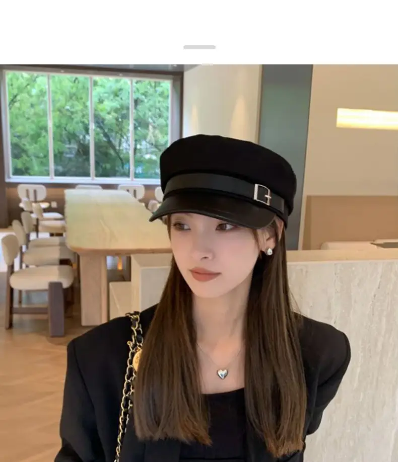 Korean Style Black Duckbill Cap with Square Buckle — feature 7