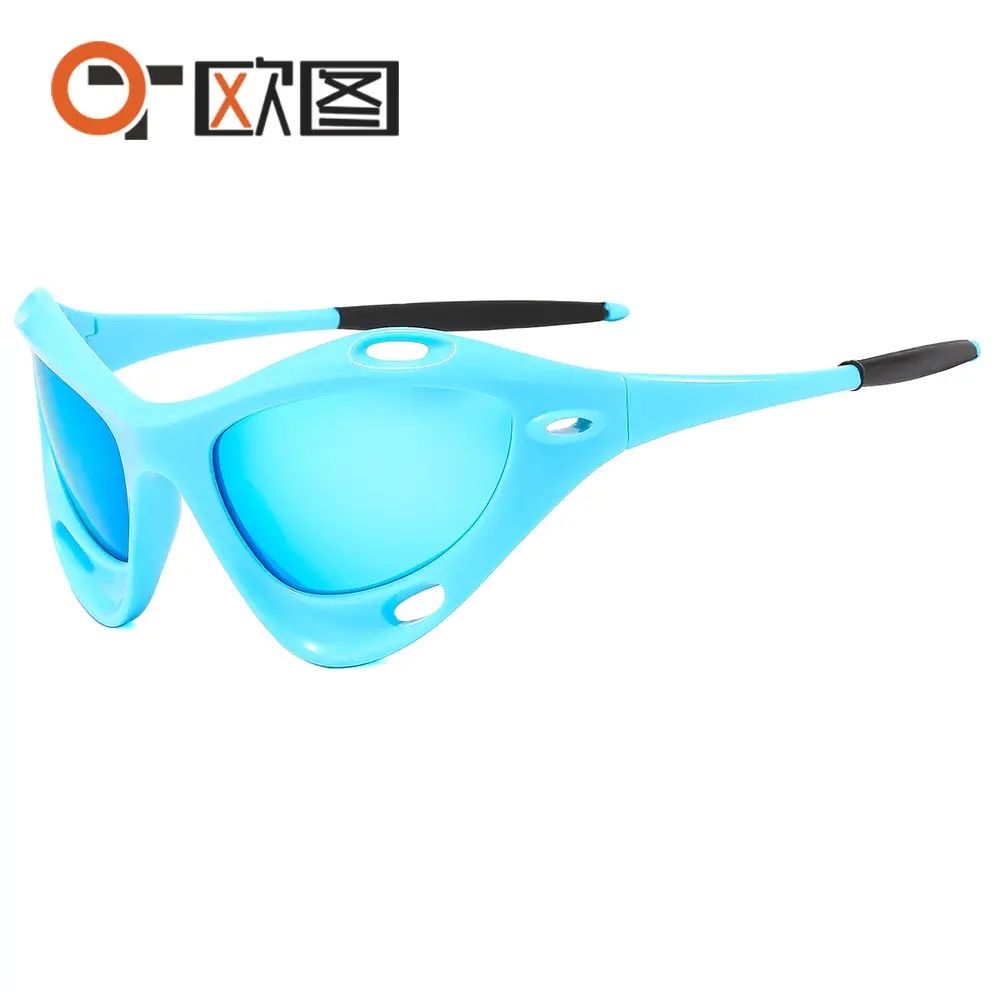 Men Women UV400 Riding Sunglasses Blue - Image 9