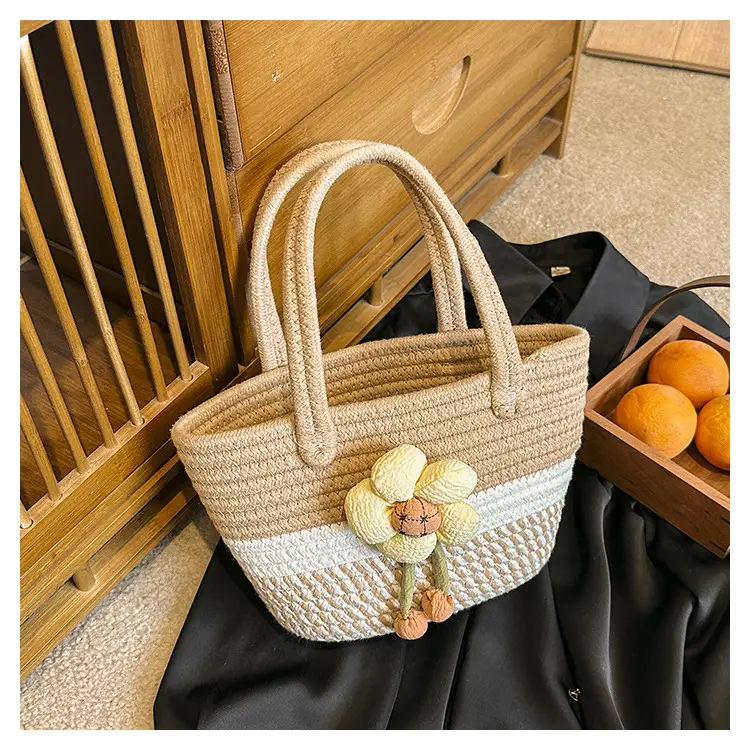 Pink Straw Flower Shoulder Bag for Women — feature 22