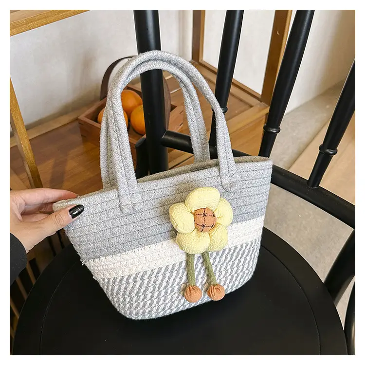 Pink Straw Flower Shoulder Bag for Women — feature 27
