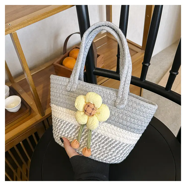 Pink Straw Flower Shoulder Bag for Women — feature 28