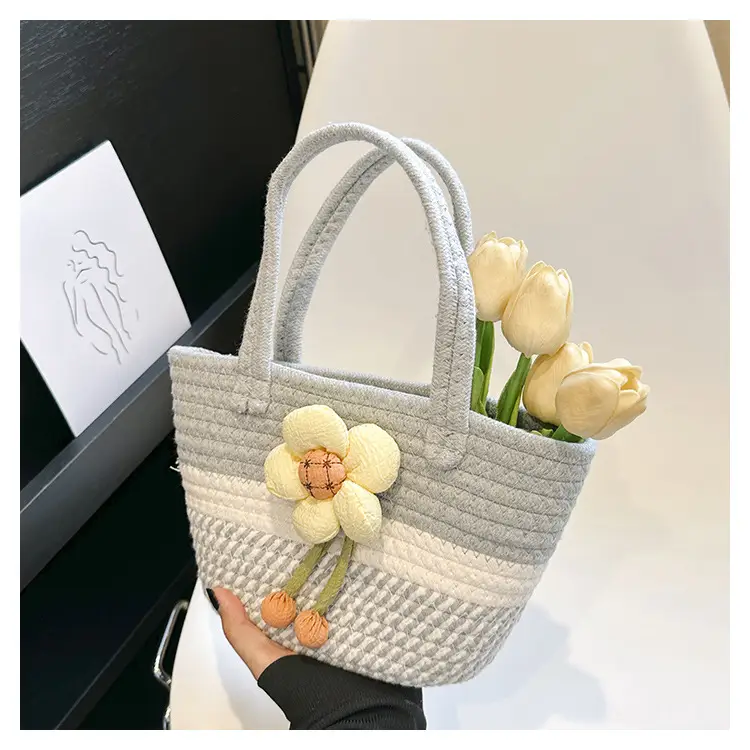 Pink Straw Flower Shoulder Bag for Women — feature 32