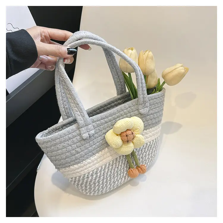 Pink Straw Flower Shoulder Bag for Women — feature 33