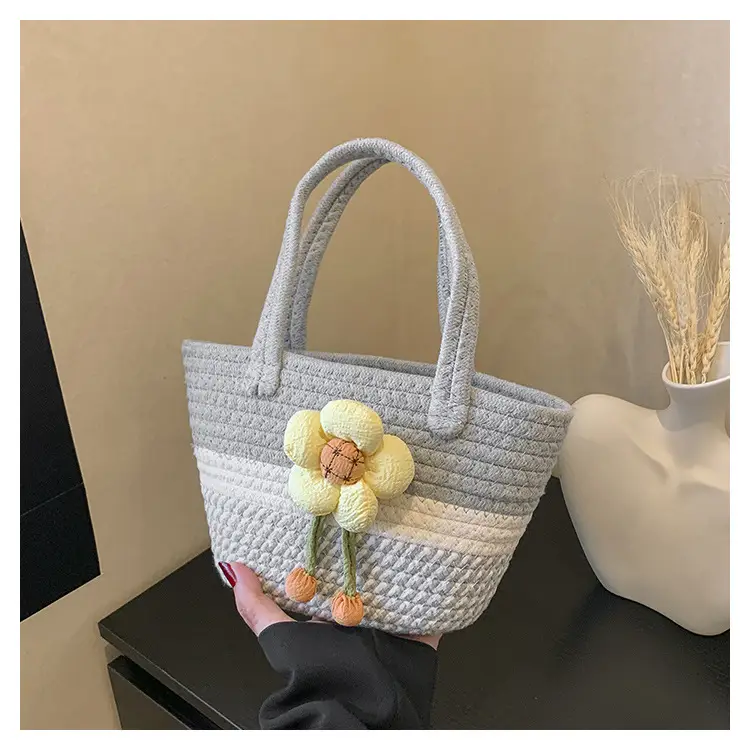 Pink Straw Flower Shoulder Bag for Women — feature 36