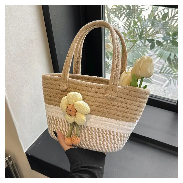 Pink Straw Flower Shoulder Bag for Women — feature 38