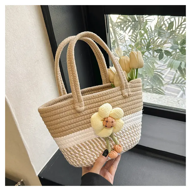 Pink Straw Flower Shoulder Bag for Women — feature 39