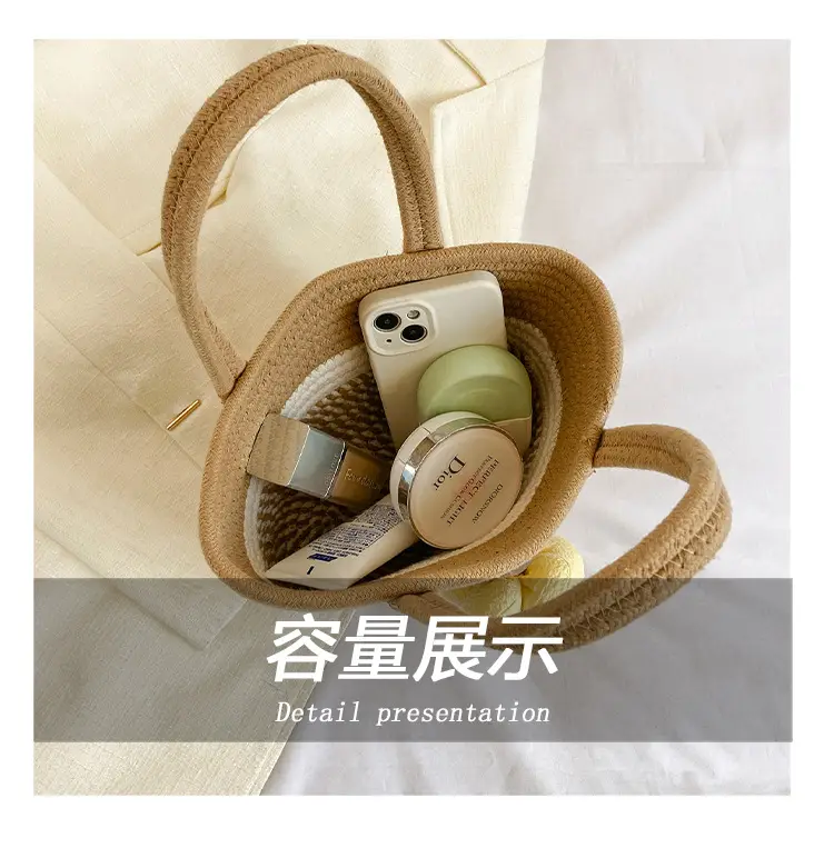 Pink Straw Flower Shoulder Bag for Women — feature 9