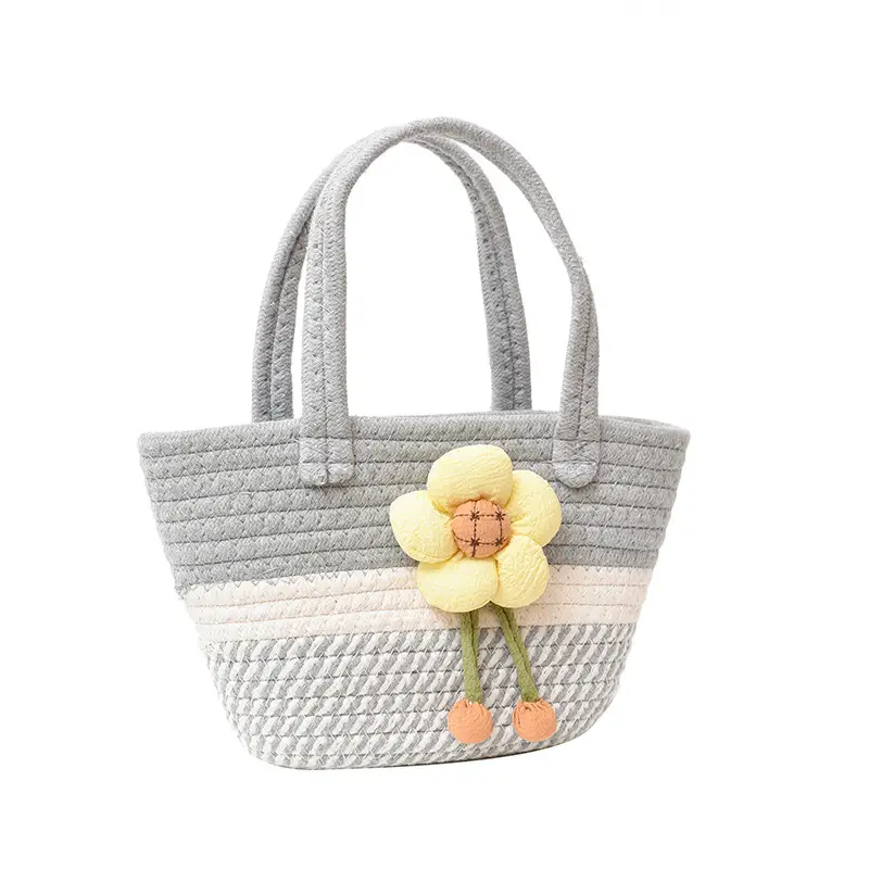 Pink Straw Flower Shoulder Bag for Women - Image 3