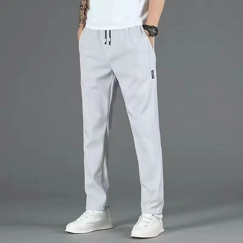 Men's Black Ice Silk Sports Pants, Quick Dry, Loose Fit, Summer — feature 5