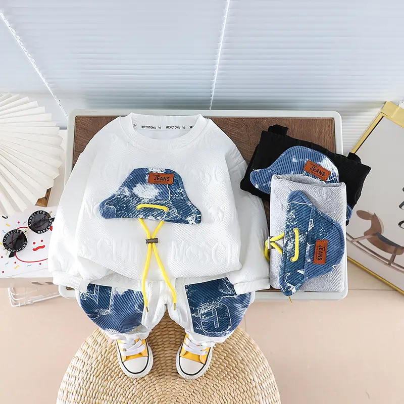 Boys Sweatshirt White Crewneck T-Shirt Autumn Korean Style — feature 2