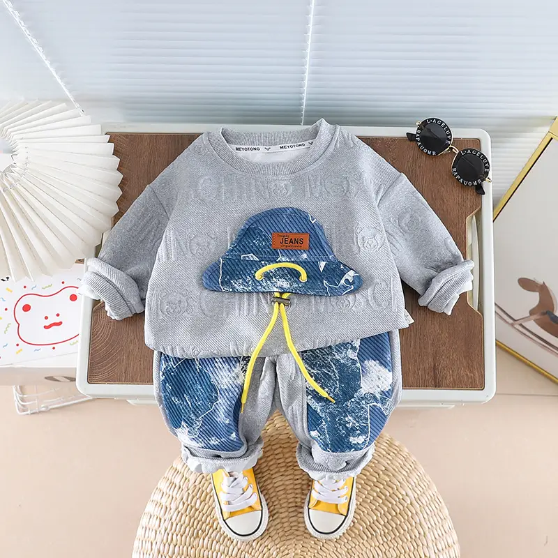 Boys Sweatshirt White Crewneck T-Shirt Autumn Korean Style - Image 3