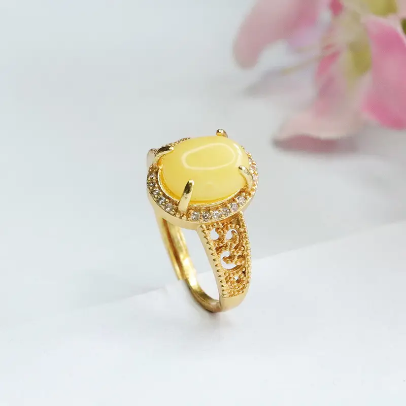 Guan Yu Natural Amber Ring Yellow Beeswax Live Dropshipping — feature 11