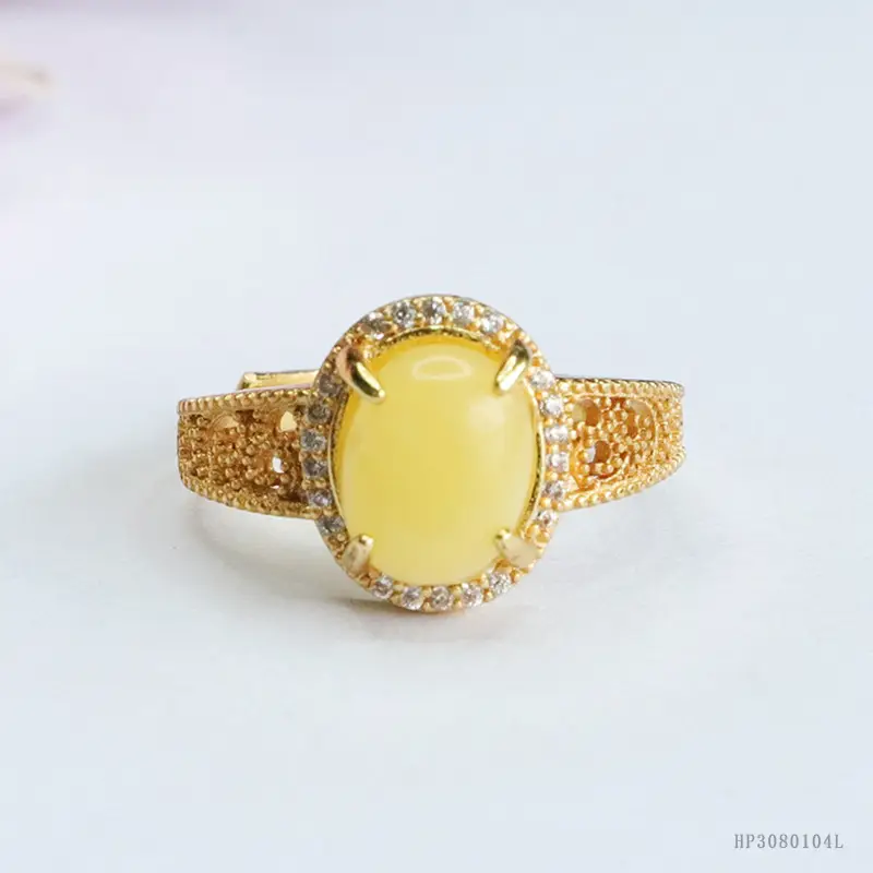 Guan Yu Natural Amber Ring Yellow Beeswax Live Dropshipping — feature 4