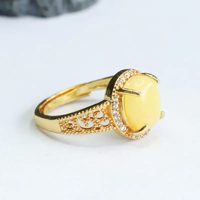 Guan Yu Natural Amber Ring Yellow Beeswax Live Dropshipping — feature 8