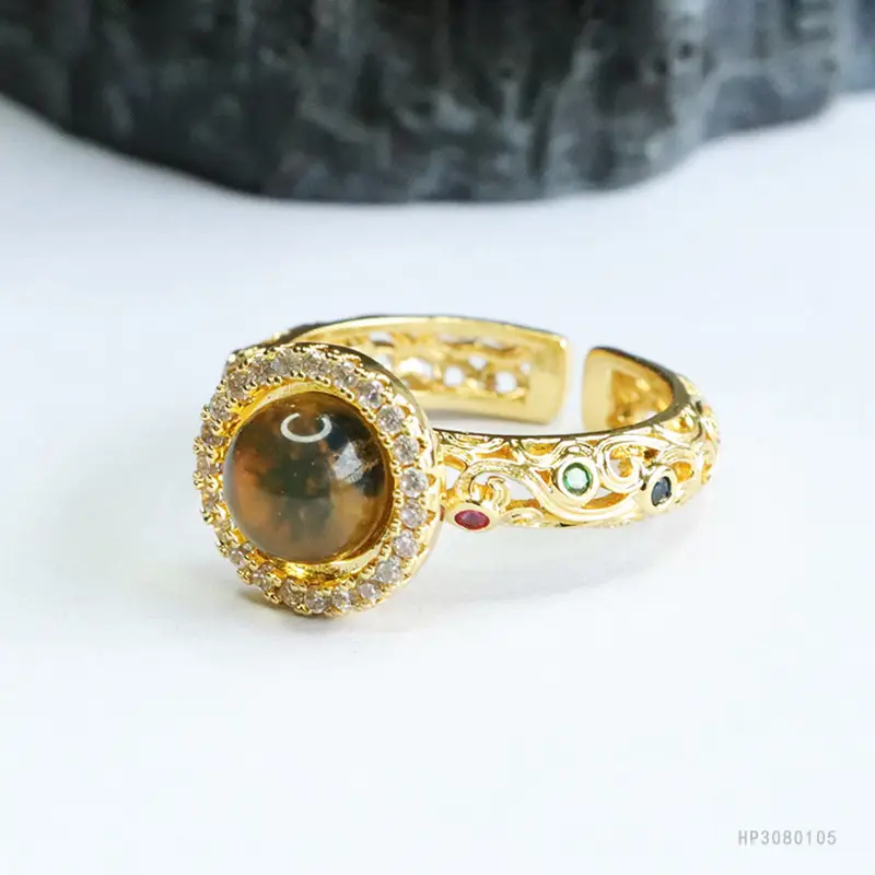 Guan Yu Natural Amber Ring Water Blue Vintage Women's — feature 10