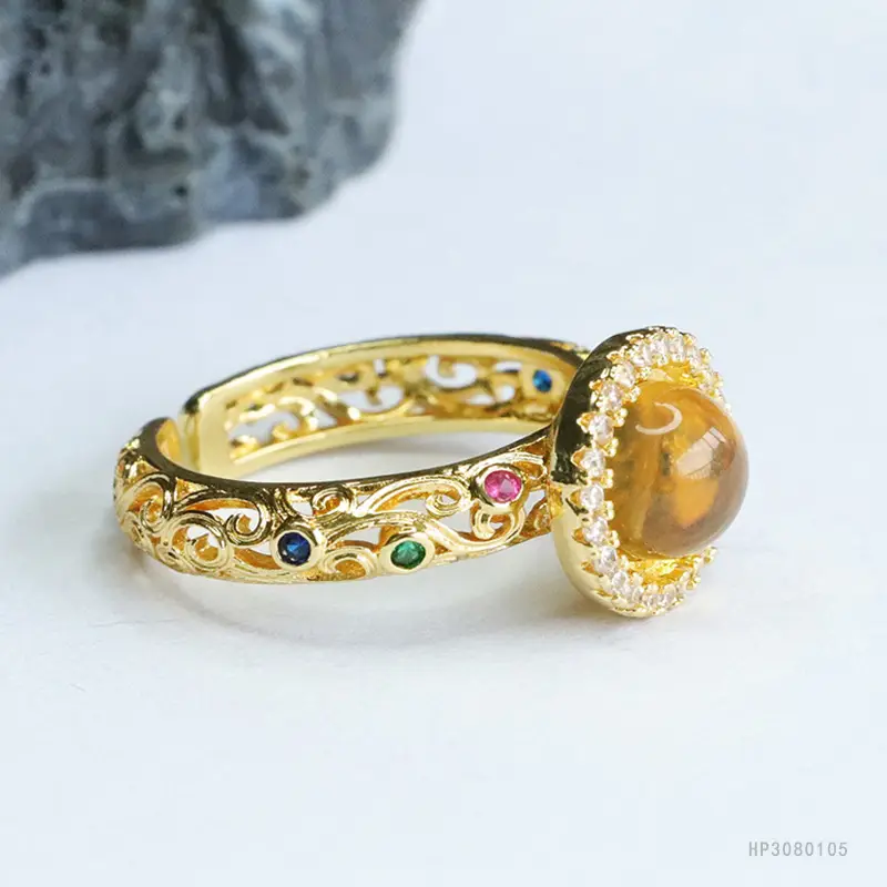 Guan Yu Natural Amber Ring Water Blue Vintage Women's — feature 11