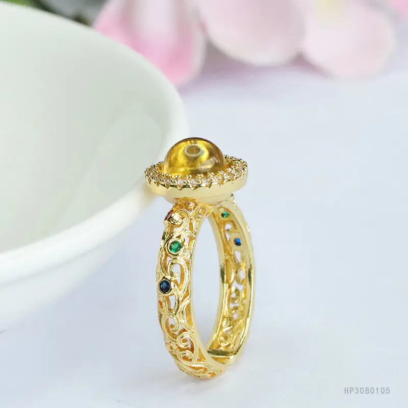 Guan Yu Natural Amber Ring Water Blue Vintage Women's — feature 8