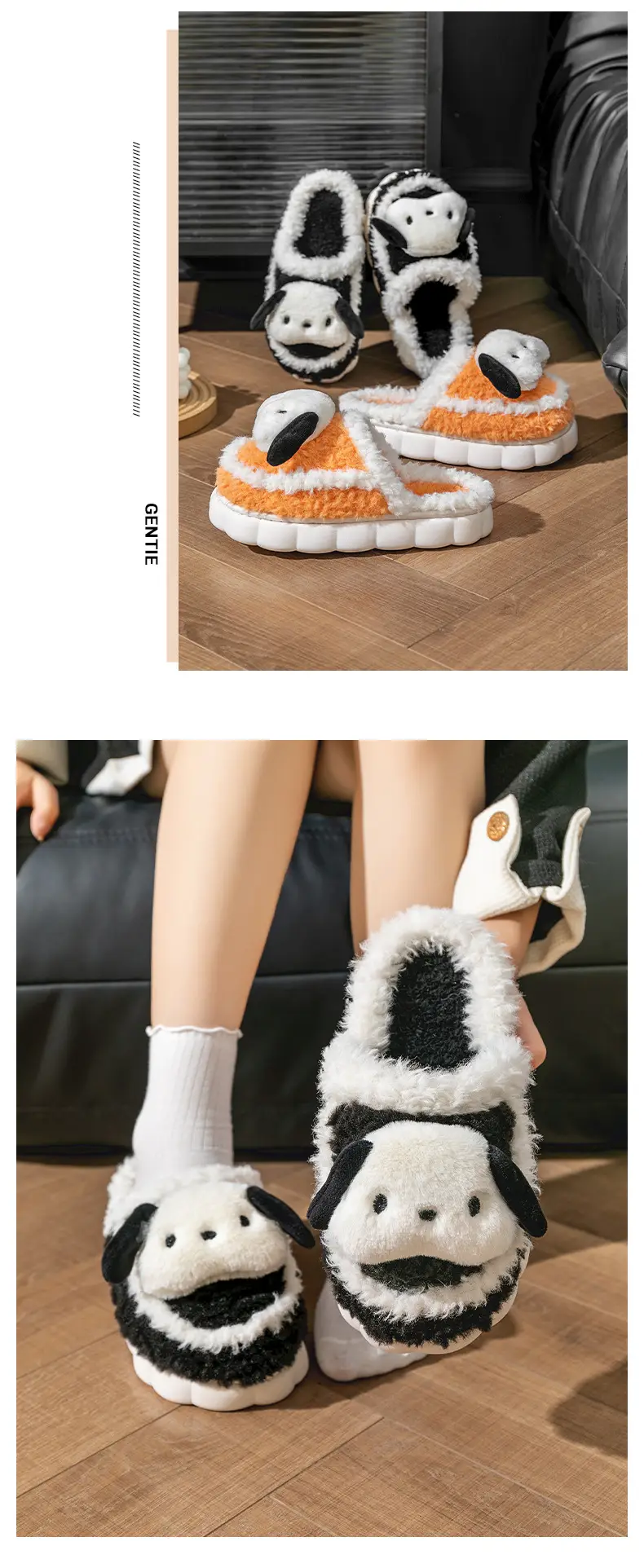Cute Puppy Cotton Slippers for Kids Warm Home Use — feature 18