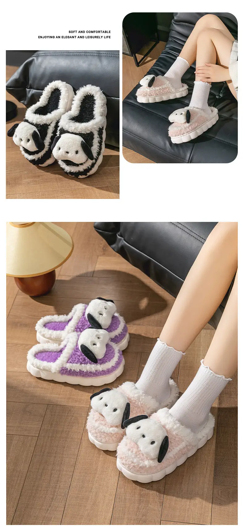 Cute Puppy Cotton Slippers for Kids Warm Home Use — feature 19