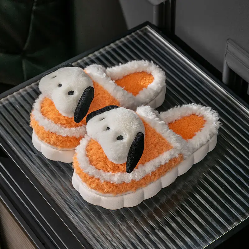 Cute Puppy Cotton Slippers for Kids Warm Home Use - Image 2