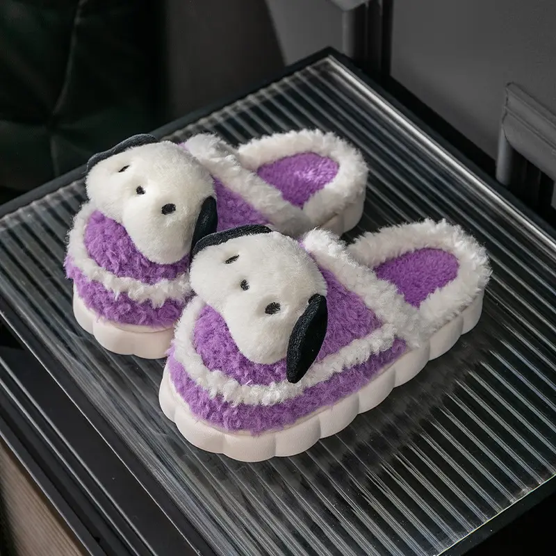 Cute Puppy Cotton Slippers for Kids Warm Home Use - Image 3