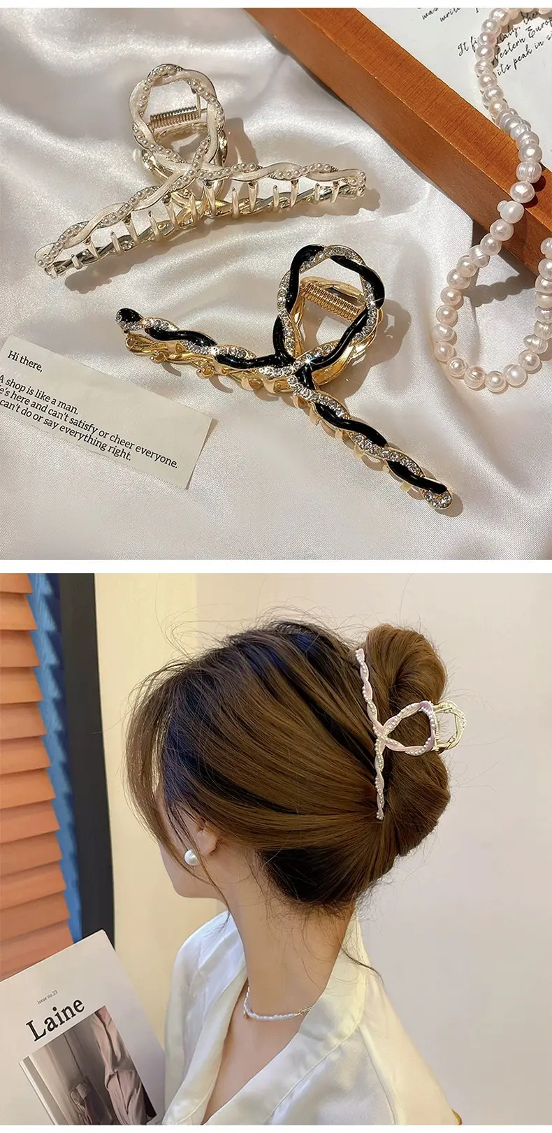 Pearl Clip Hairpin for Women, Gold Tone, Stylish Back Head Hair Accessories — feature 10