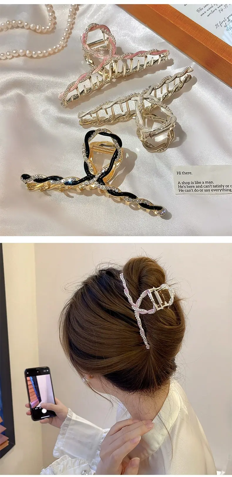 Pearl Clip Hairpin for Women, Gold Tone, Stylish Back Head Hair Accessories — feature 11
