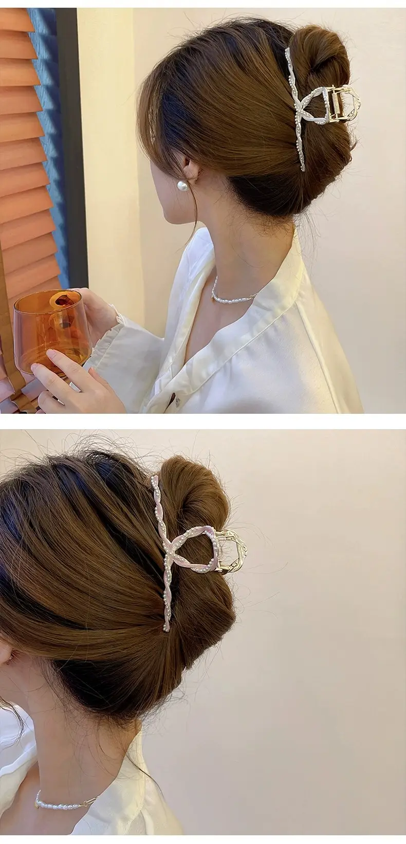 Pearl Clip Hairpin for Women, Gold Tone, Stylish Back Head Hair Accessories — feature 3