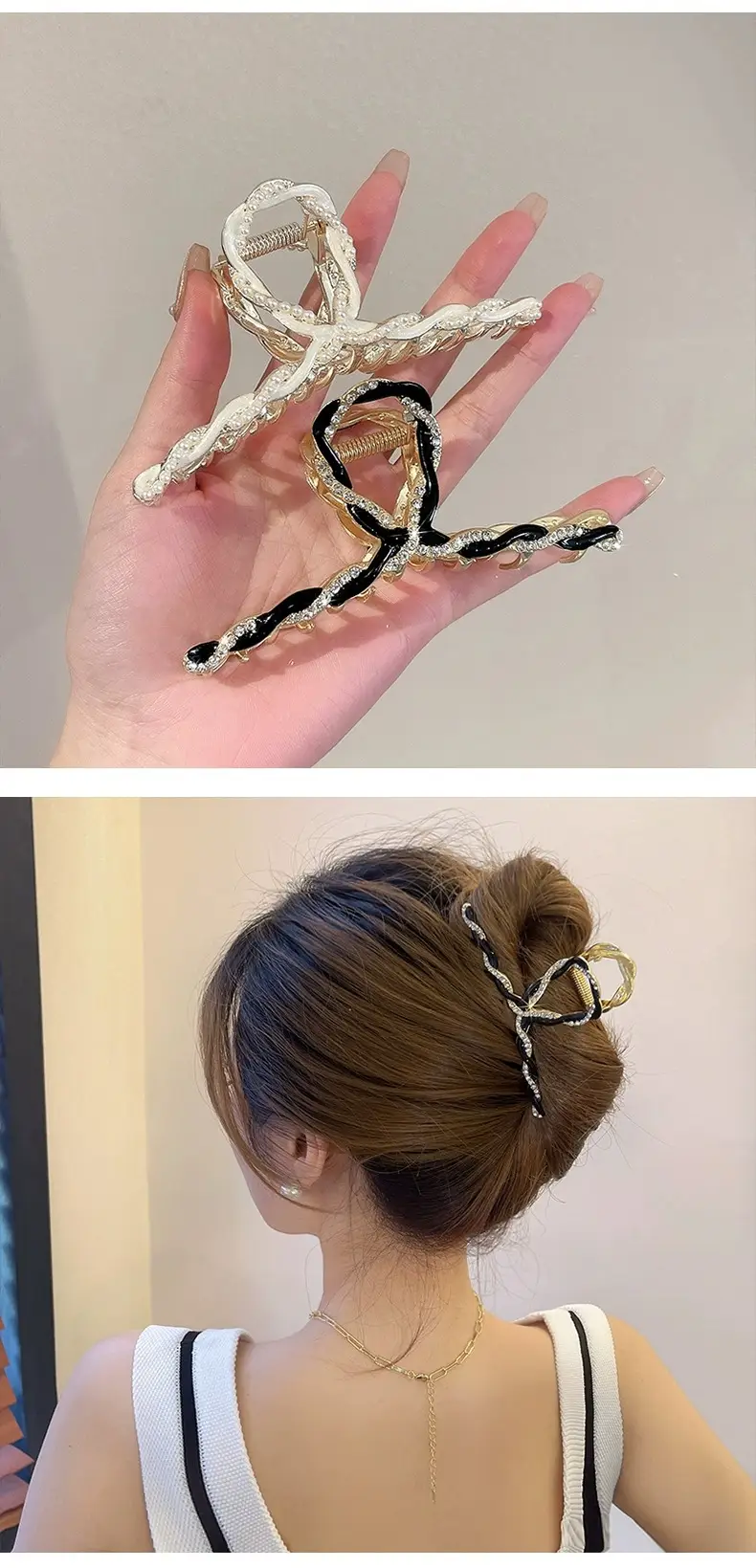 Pearl Clip Hairpin for Women, Gold Tone, Stylish Back Head Hair Accessories — feature 4