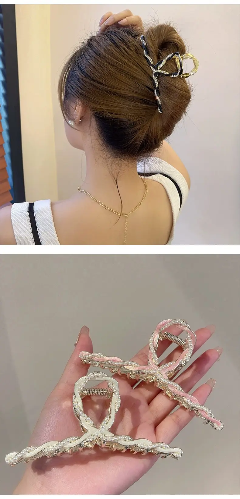 Pearl Clip Hairpin for Women, Gold Tone, Stylish Back Head Hair Accessories — feature 5