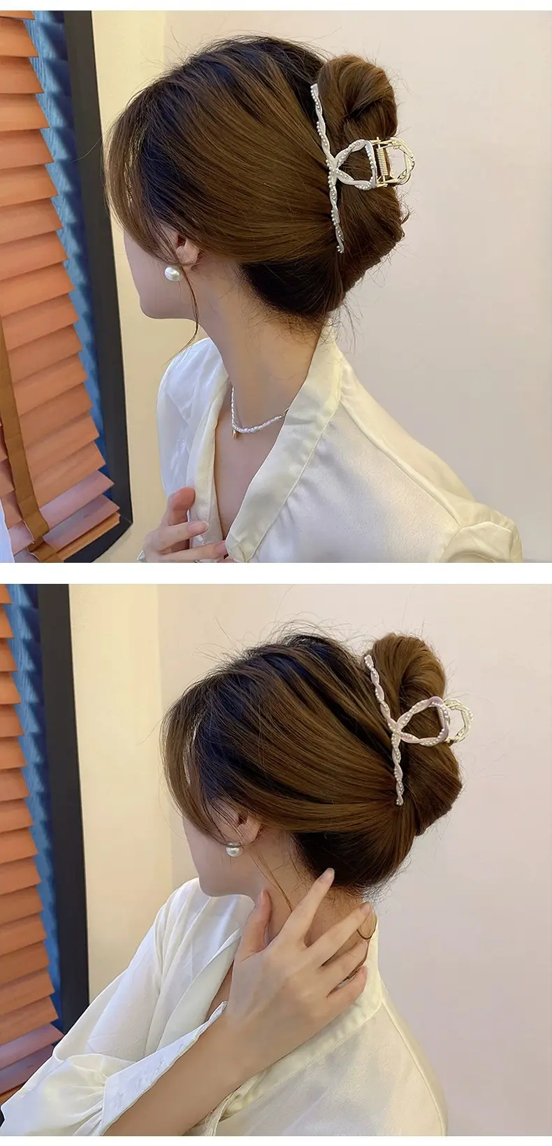 Pearl Clip Hairpin for Women, Gold Tone, Stylish Back Head Hair Accessories — feature 8