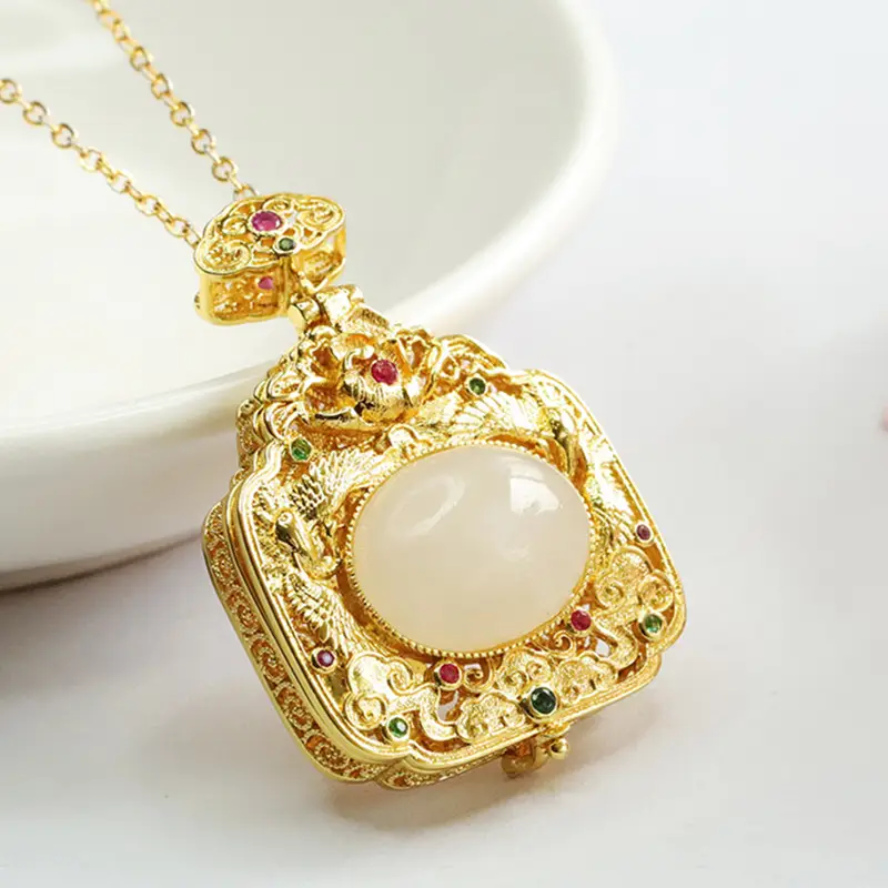 Guan Yu White Jade Pendant with Phoenix Design
