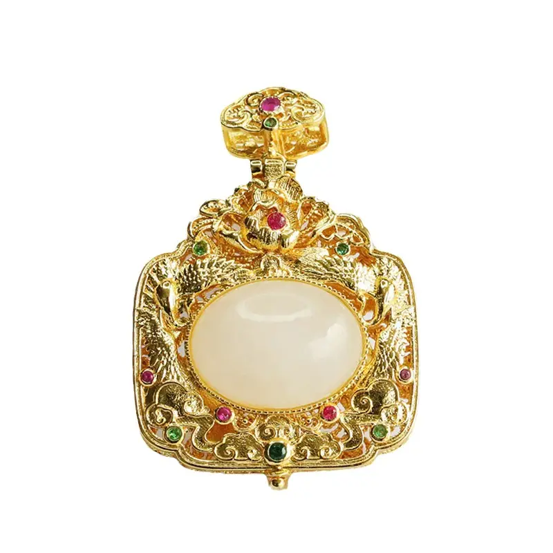 Guan Yu White Jade Pendant with Phoenix Design