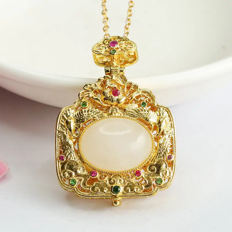 Guan Yu White Jade Pendant with Phoenix Design — feature 7