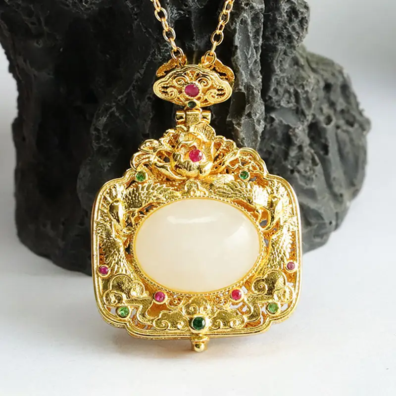 Guan Yu White Jade Pendant with Phoenix Design — feature 8