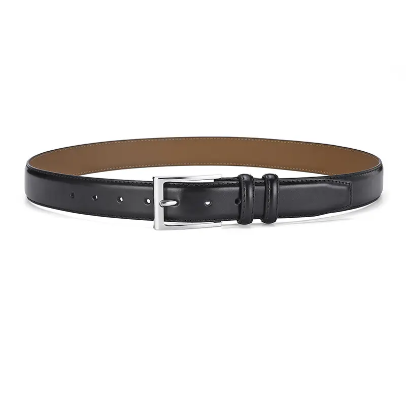 Men's Genuine Leather Belt with Silver Buckle Brown β feature 15