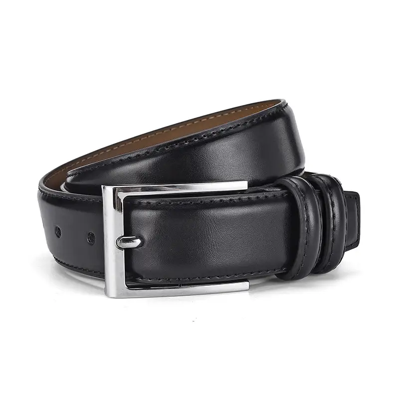 Men's Genuine Leather Belt with Silver Buckle Brown β feature 9