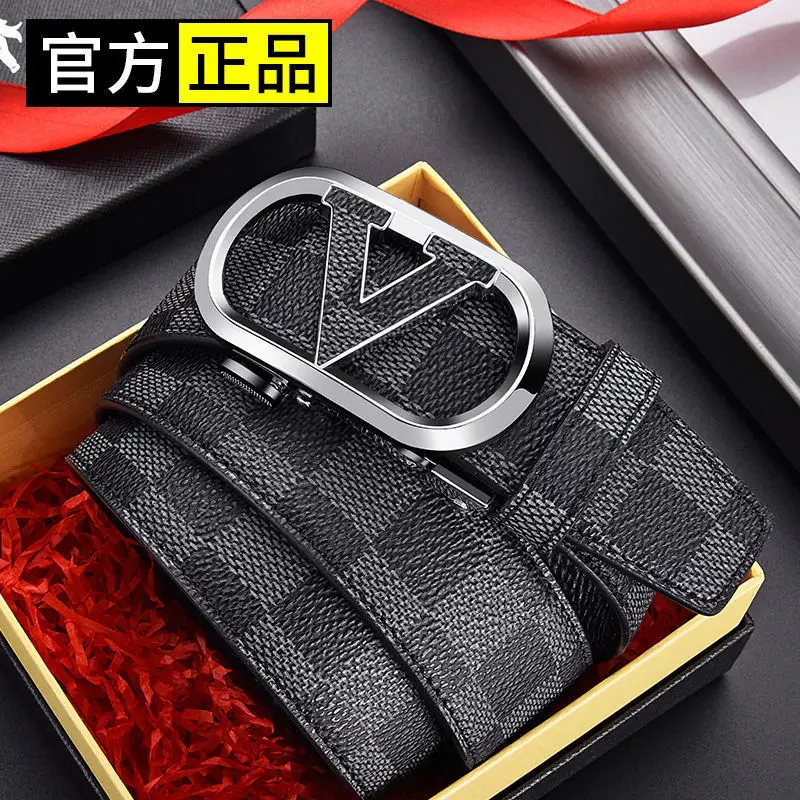 Men's Black Checkered Belt with Gold Logo Buckle - Image 5