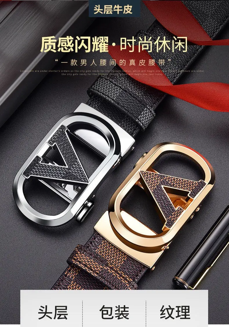 Men's Black Checkered Belt with Gold Logo Buckle — feature 1