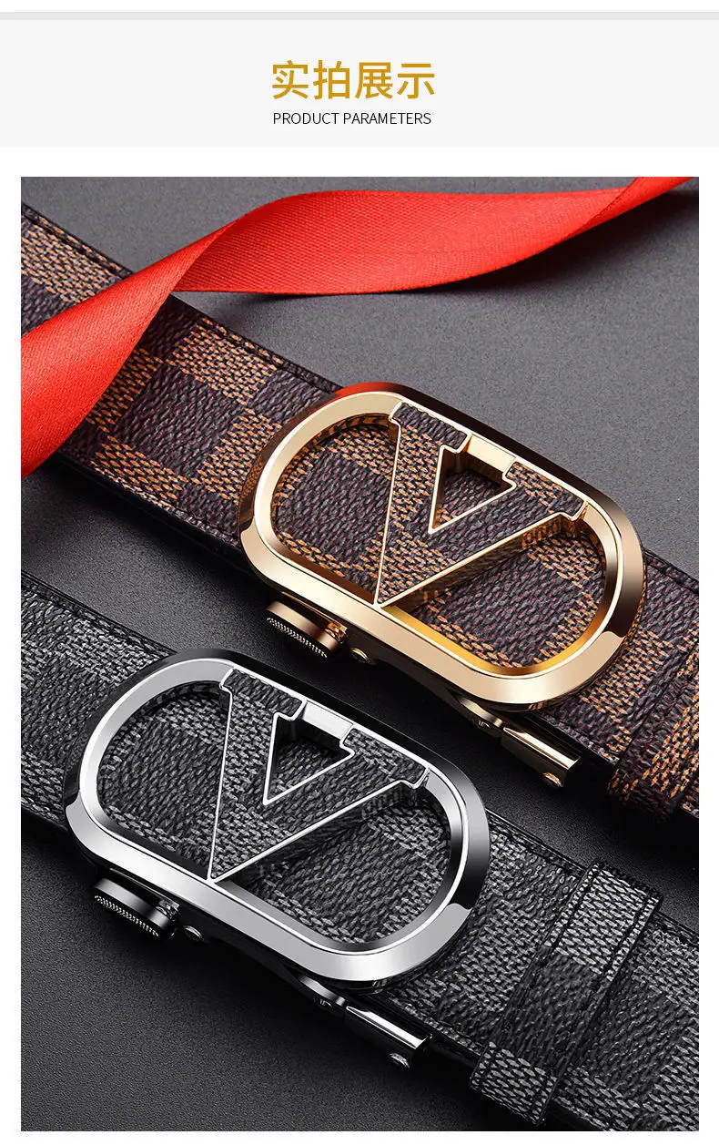 Men's Black Checkered Belt with Gold Logo Buckle — feature 10